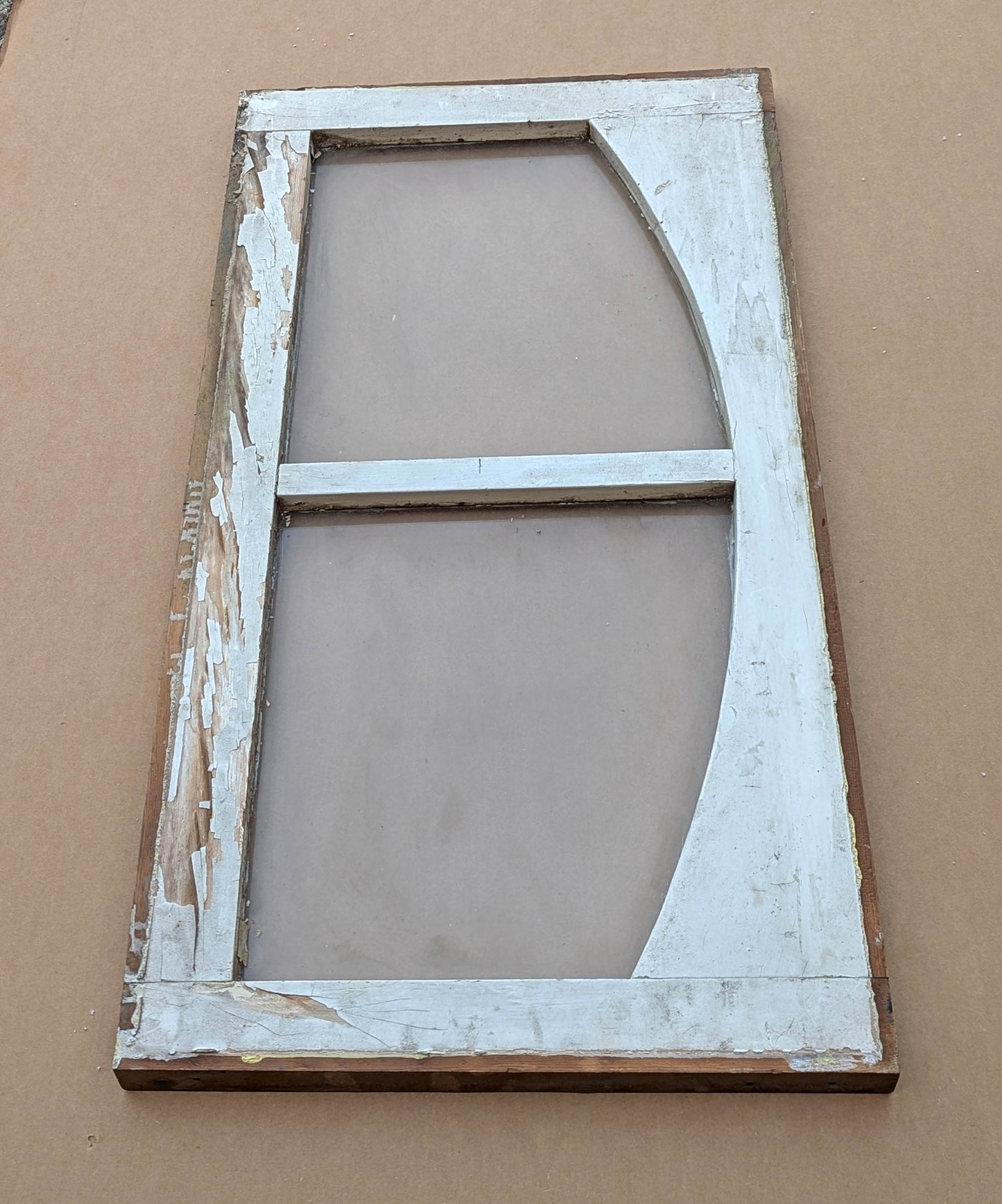32"x17" Antique Vintage Old Reclaimed Salvaged SOLID Wood Wooden Sash Window 2 Arched Glass Lites Panes