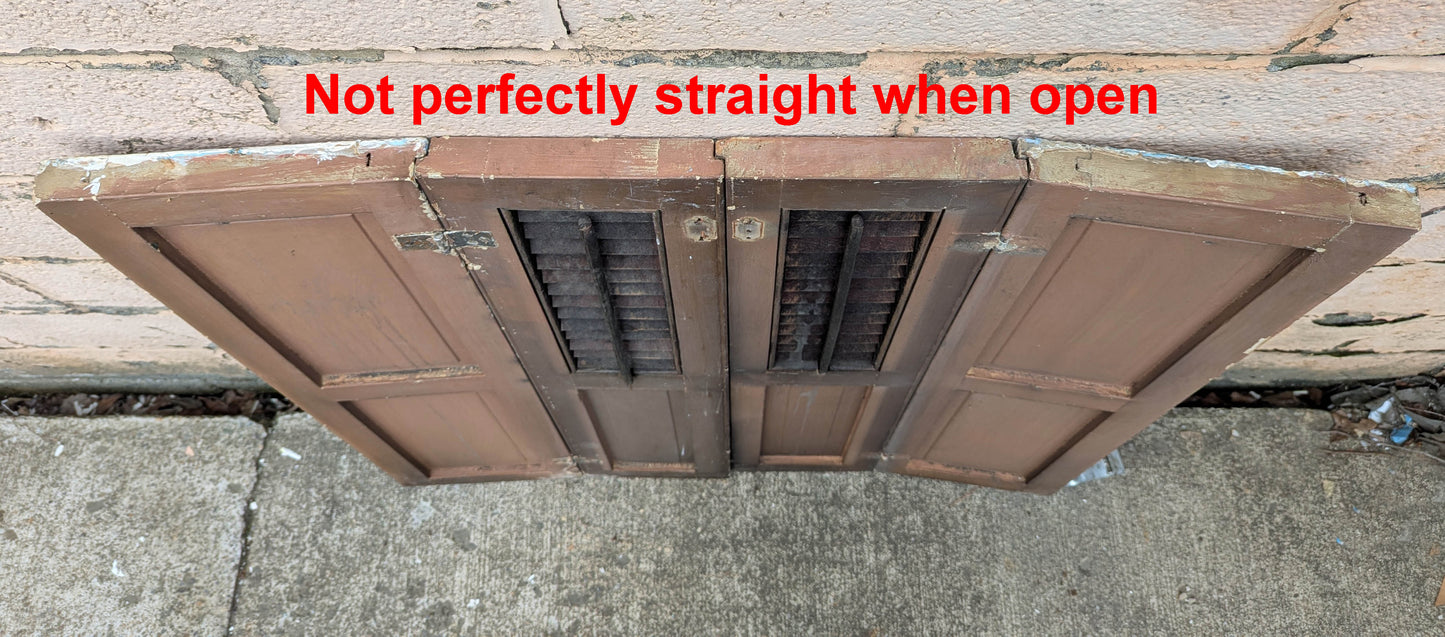 2 available Pair 35.5"x37.5" Antique Vintage Old SOLID Wood Wooden Bifold Window Shutter Plantation Style Adjustable Louvers Panels