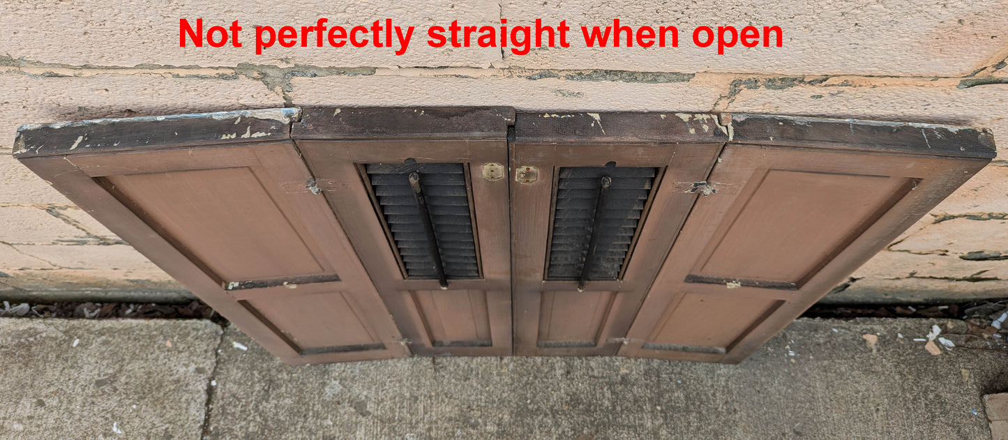 2 available Pair 35.5"x39.5" Antique Vintage Old SOLID Wood Wooden Bifold Window Shutter Plantation Style Adjustable Louvers Panels