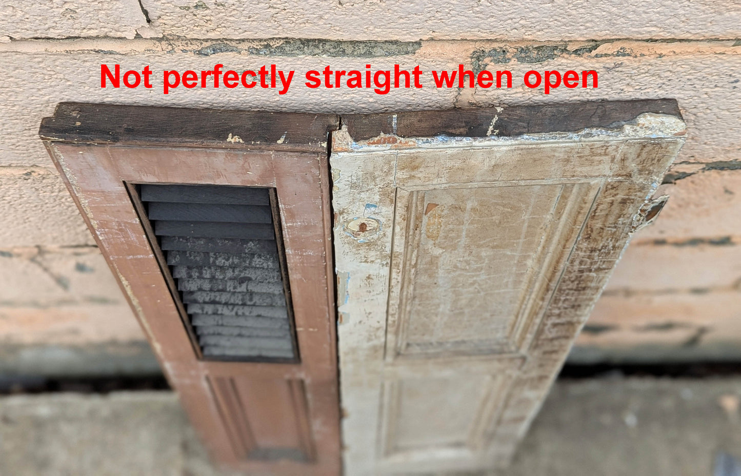 18"x39" Antique Vintage Old SOLID Wood Wooden Bifold Window Shutter Plantation Style Adjustable Louvers Panels