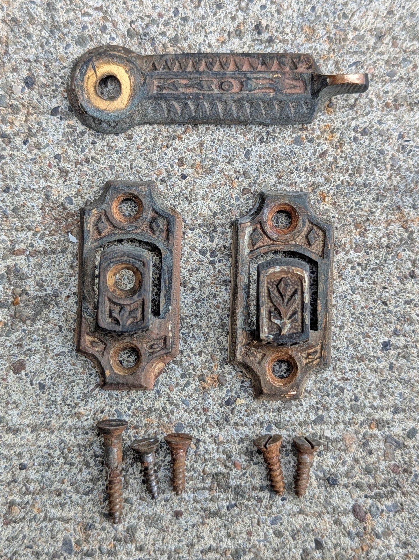 Antique Vintage Old Salvaged Reclaimed Eastlake Victorian SOLID Cast Bronze Shutter Latch Lock Hardware