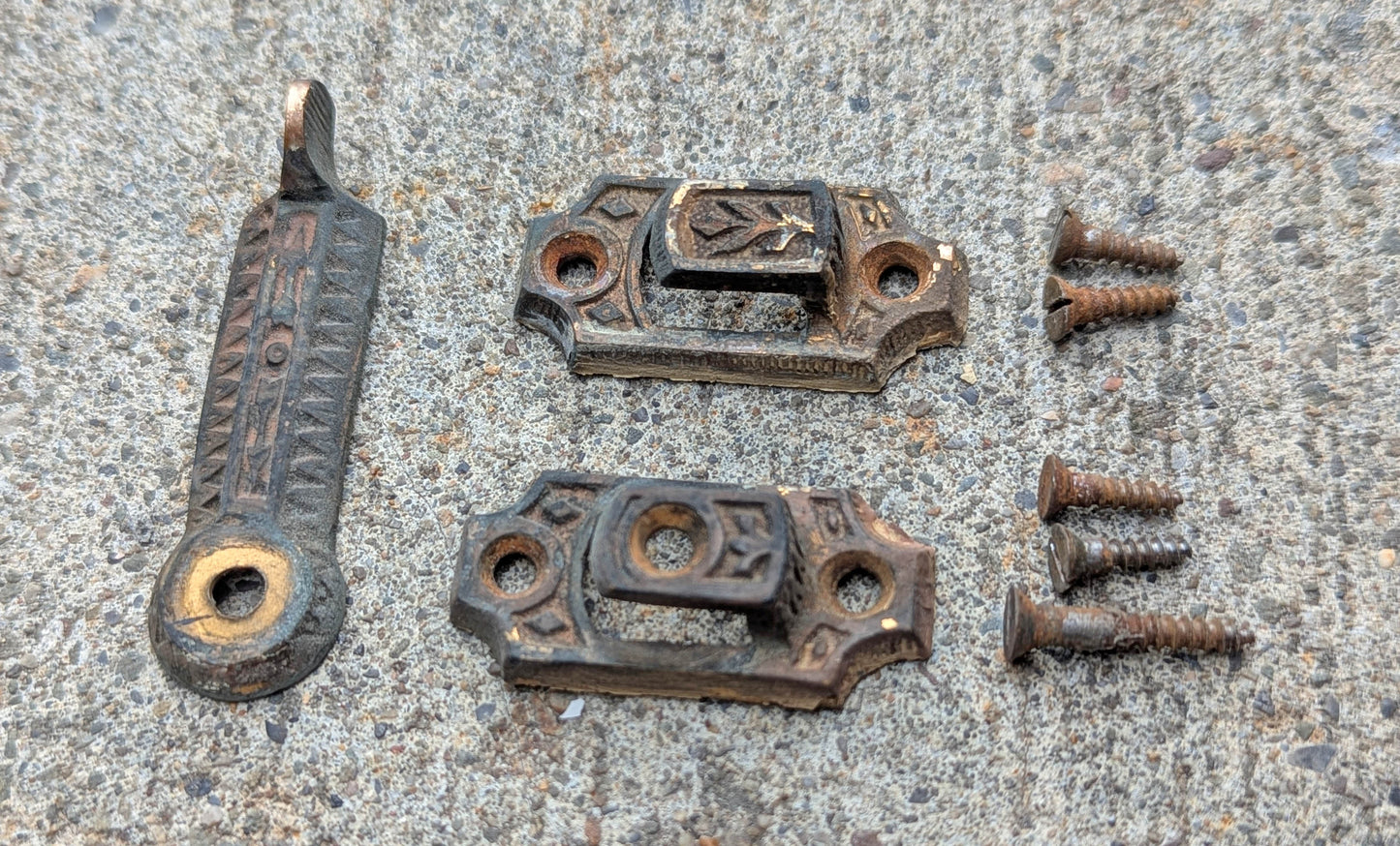 Antique Vintage Old Salvaged Reclaimed Eastlake Victorian SOLID Cast Bronze Shutter Latch Lock Hardware