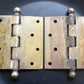 3 available CLEAN Pair 4"x4" Antique Vintage Old Reclaimed Salvaged Brass Steel Exterior Entry Door Hinges Stanley National McKinney