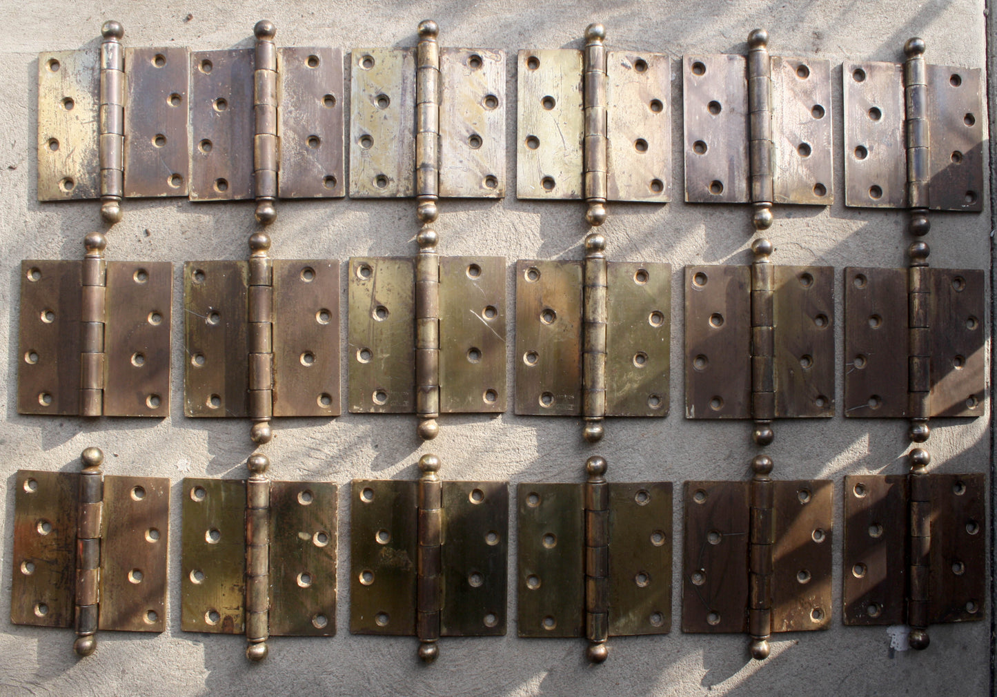 3 available CLEAN Pair 4"x4" Antique Vintage Old Reclaimed Salvaged Brass Steel Exterior Entry Door Hinges Stanley National McKinney