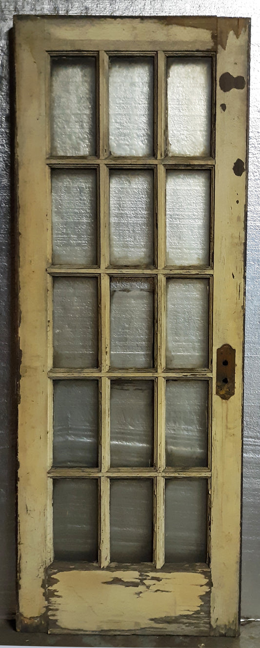 30"x82.5"x2" Antique Vintage Old Reclaimed Salvaged Wood Wooden Exterior French Door Window Glass