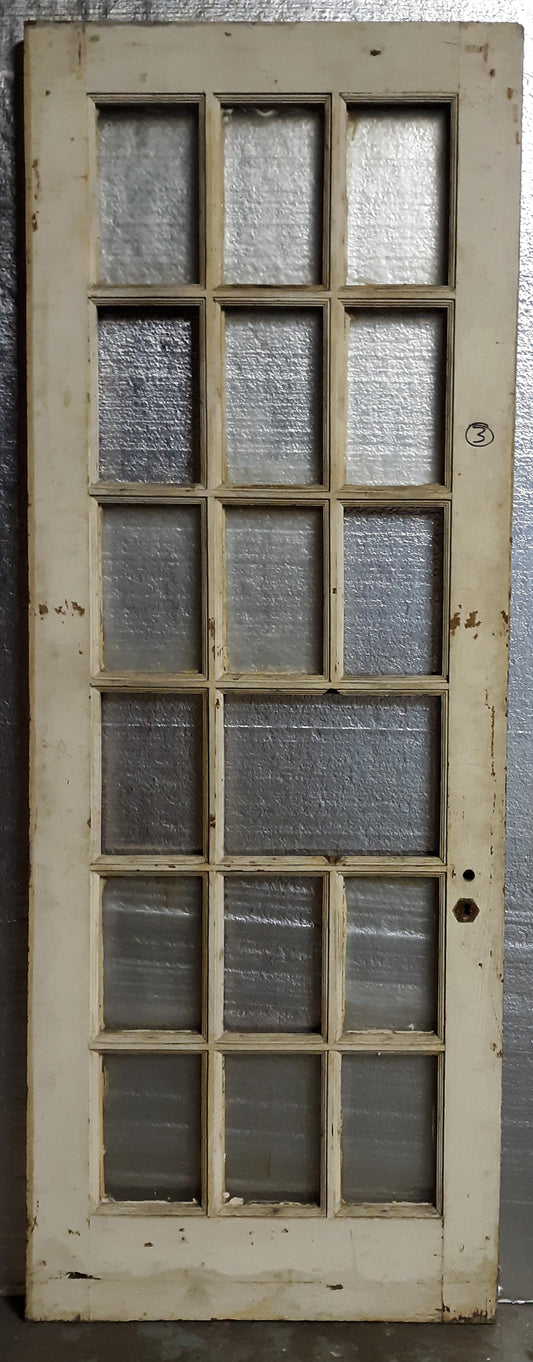 30"x82.5"x1.75" Antique Vintage Old Wood Wooden Exterior French Door 15 Window Glass