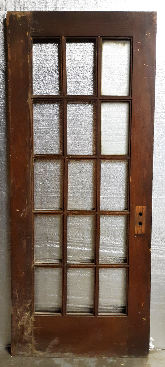 32"x79.5"x1.75" Antique Vintage Old Reclaimed Salvaged Wood Wooden Exterior French Door Window Glass