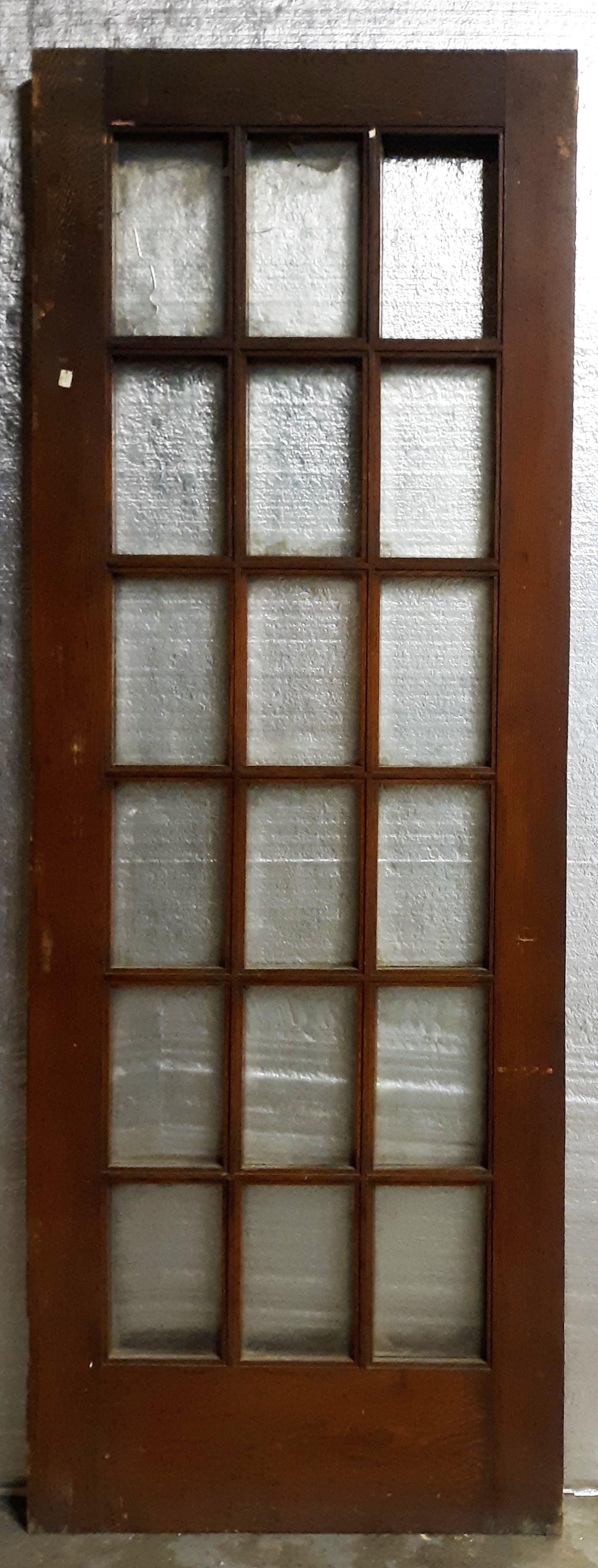 29"x84"x1.75" Antique Vintage Old Reclaimed Salvaged Wood Wooden Exterior French Door Window Glass
