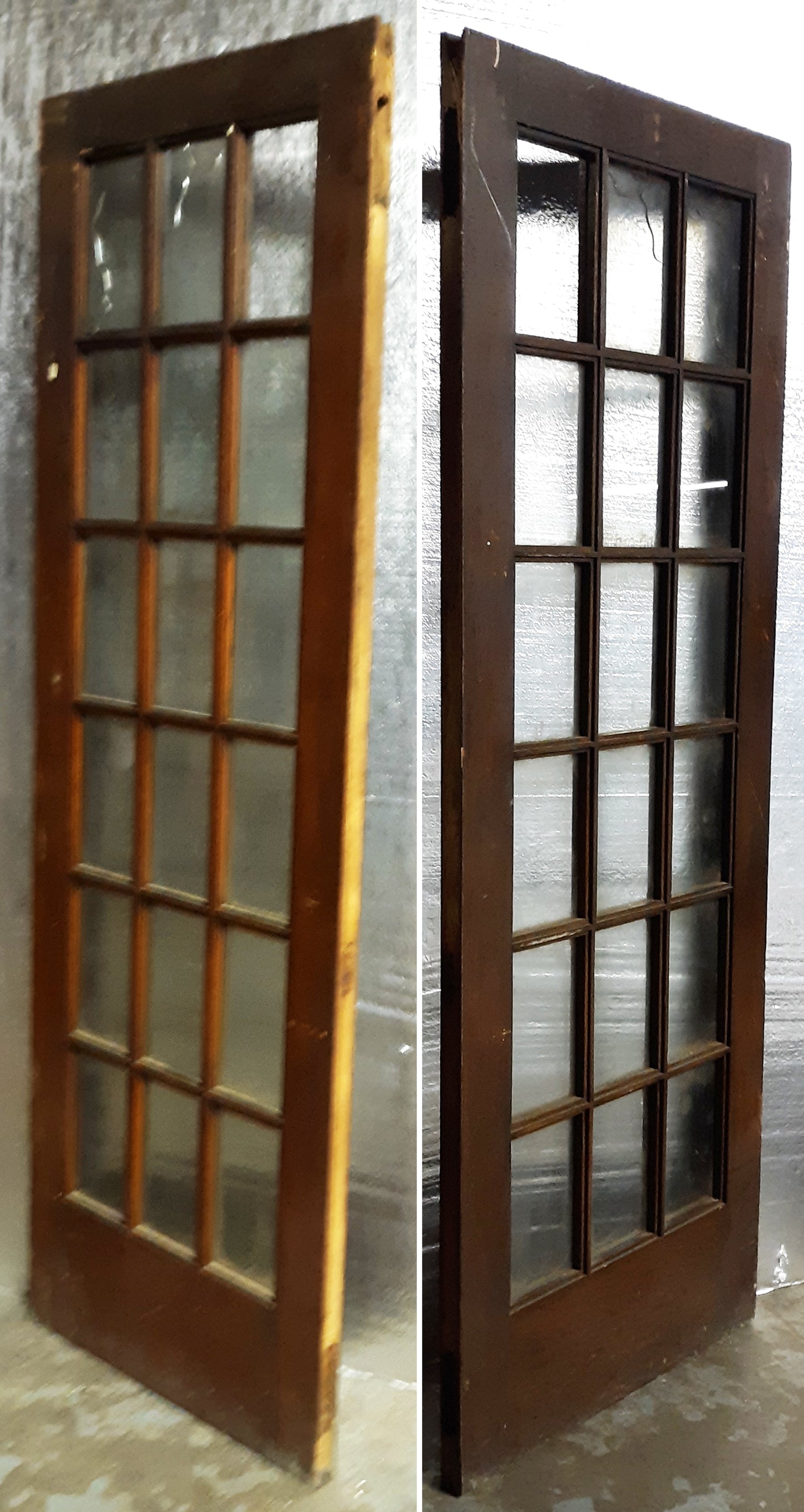 29"x84"x1.75" Antique Vintage Old Reclaimed Salvaged Wood Wooden Exterior French Door Window Glass