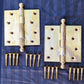 Pair 3.5"x3.5" NOS Antique Vintage Old "Getty" SOLID Cast Brass Ball Tip Finial Interior Exterior Entry Door Hinges Screws
