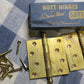 Pair 3.5"x3.5" NOS Antique Vintage Old "Getty" SOLID Cast Brass Ball Tip Finial Interior Exterior Entry Door Hinges Screws