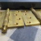 Pair 3.5"x3.5" NOS Antique Vintage Old "Getty" SOLID Cast Brass Ball Tip Finial Interior Exterior Entry Door Hinges Screws