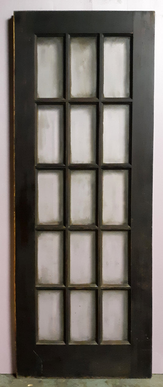 30"x84"x1.75" Antique Vintage Old Reclaimed Salvaged Wood Exterior French Door Window Beveled Glass