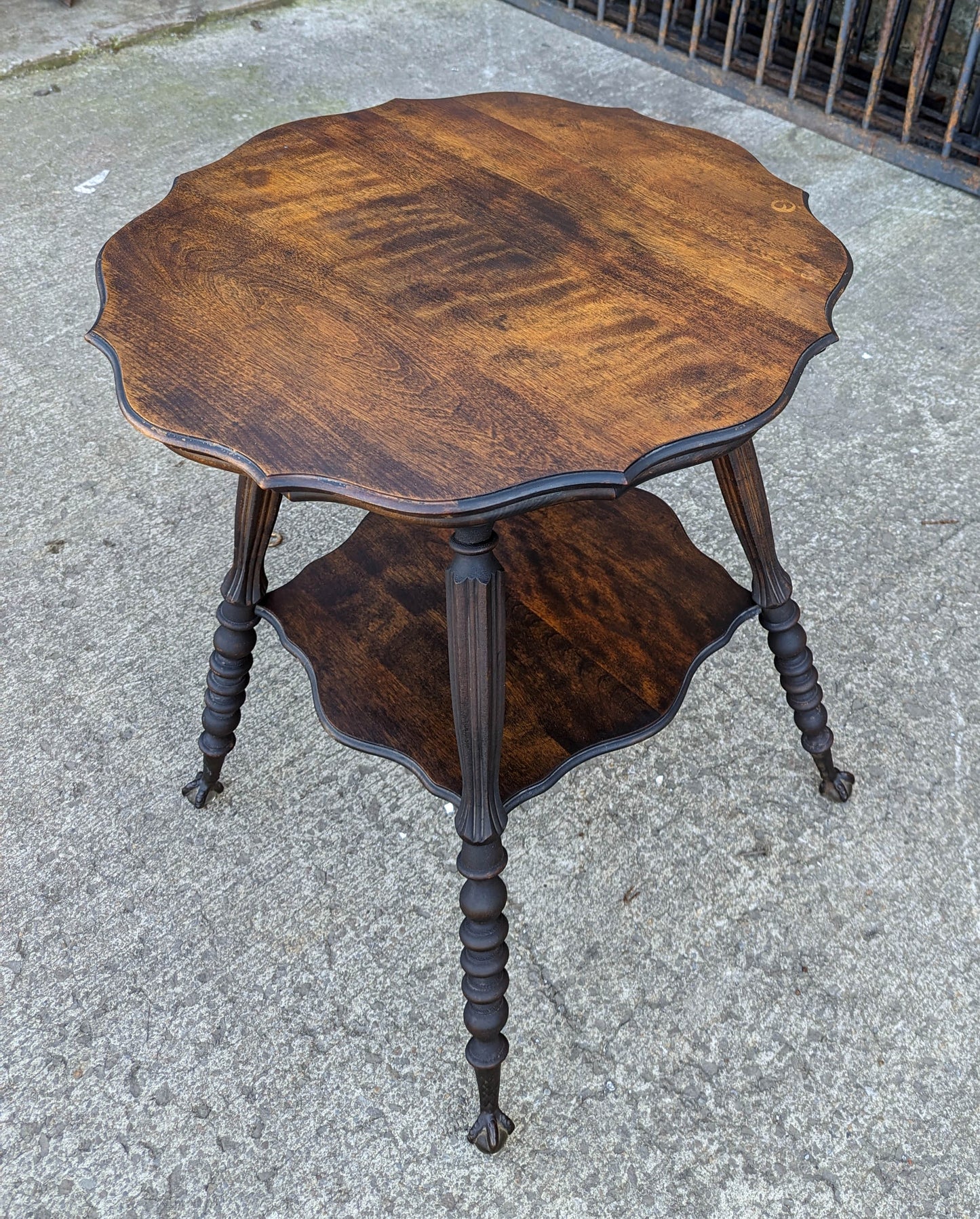 Antique Vintage Old Victorian Walnut SOLID Wood Wooden Claw Talon Glass Ball Side End Accent Foyer Sofa Table
