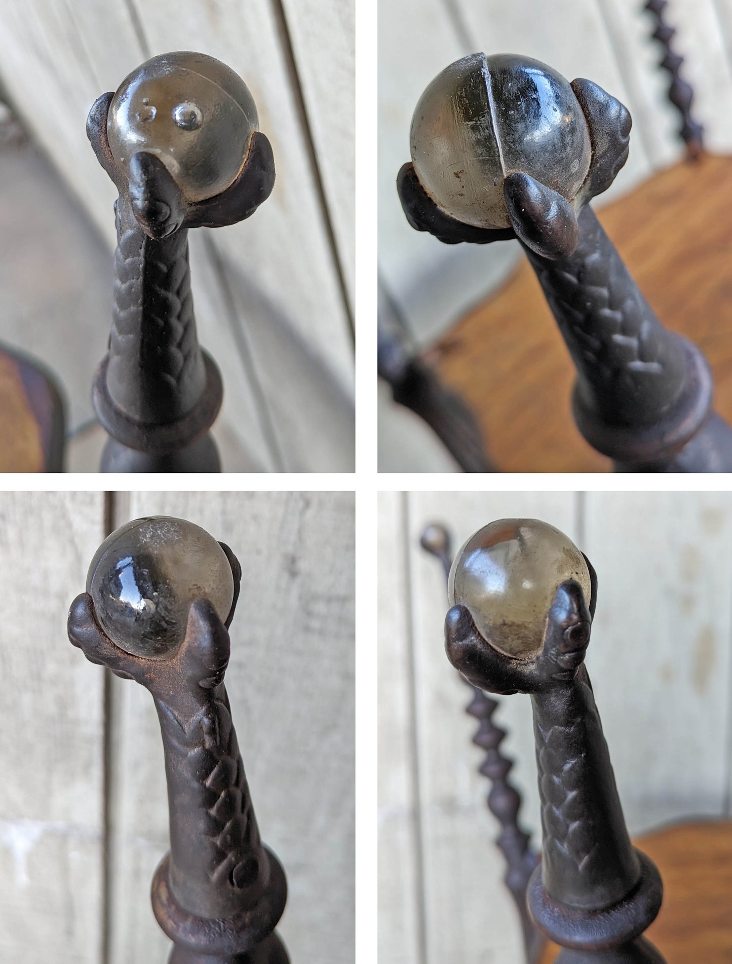 Antique Vintage Old Victorian Walnut SOLID Wood Wooden Claw Talon Glass Ball Side End Accent Foyer Sofa Table