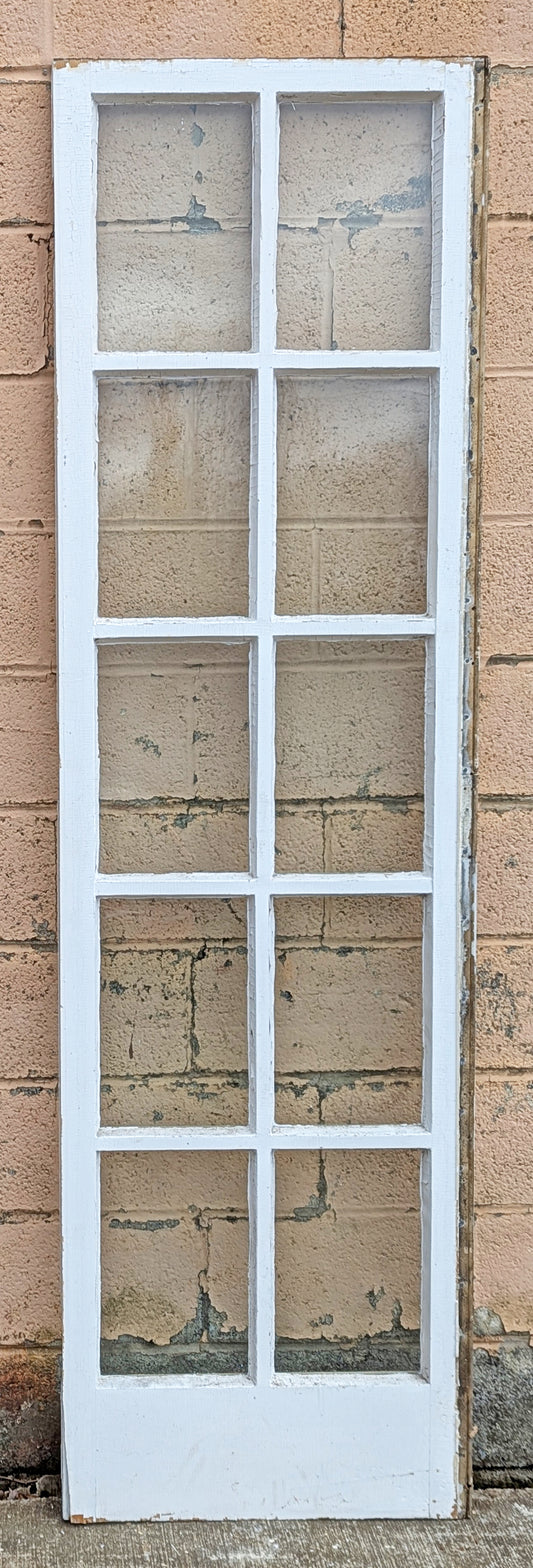 23.5"x83.5"x2"" Antique Vintage Old Reclaimed Salvaged SOLID Wood Wooden Interior French Door 10 Windows Wavy Glass