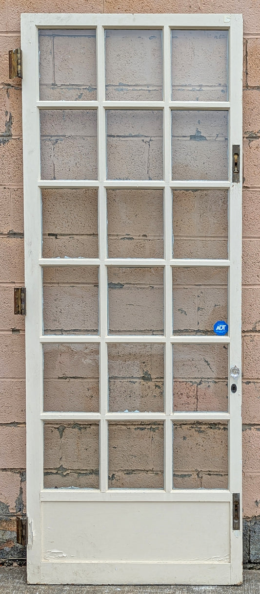 2 available 36"x94.5"x2" Antique Vintage Old Reclaimed Salvaged SOLID Wood Wooden Exterior Entry Front French Door 18 Windows Wavy Glass
