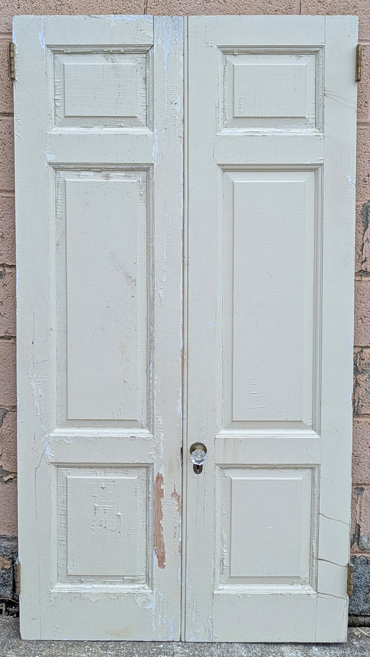 36"x69" Pair Antique Vintage Old Reclaimed Salvaged SOLID Wood Wooden Pantry Closet Interior Double Doors Panels