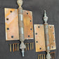 3 available Pair Set 5"x5" Vintage Old "Lawrence" SOLID Brass Exterior Entry Door Ball Bearing Architectural Hinges Steeple Tip Finial Screws Reclaimed Salvaged