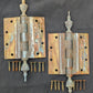 3 available Pair Set 5"x5" Vintage Old "Lawrence" SOLID Brass Exterior Entry Door Ball Bearing Architectural Hinges Steeple Tip Finial Screws Reclaimed Salvaged