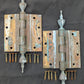 3 available Pair Set 5"x5" Vintage Old "Lawrence" SOLID Brass Exterior Entry Door Ball Bearing Architectural Hinges Steeple Tip Finial Screws Reclaimed Salvaged