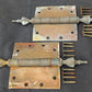 3 available Pair Set 5"x5" Vintage Old "Lawrence" SOLID Brass Exterior Entry Door Ball Bearing Architectural Hinges Steeple Tip Finial Screws Reclaimed Salvaged