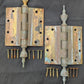 3 available Pair Set 5"x5" Vintage Old "Lawrence" SOLID Brass Exterior Entry Door Ball Bearing Architectural Hinges Steeple Tip Finial Screws Reclaimed Salvaged