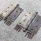 Pair of 5"x5" Antique Vintage Old Reclaimed Salvaged Steel Bronze Copper Ball Tip Finial Exterior Entry Door Hinges Screws