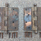 Pair of 5"x5" Antique Vintage Old Reclaimed Salvaged Steel Bronze Copper Ball Tip Finial Exterior Entry Door Hinges Screws