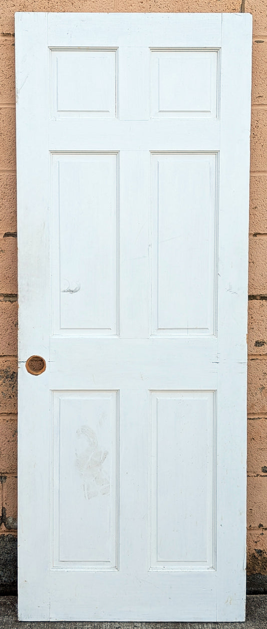 30"x78" Antique Vintage Old Reclaimed Salvaged Victorian Style Interior SOLID Wood Wooden Door 6 Raised Panels