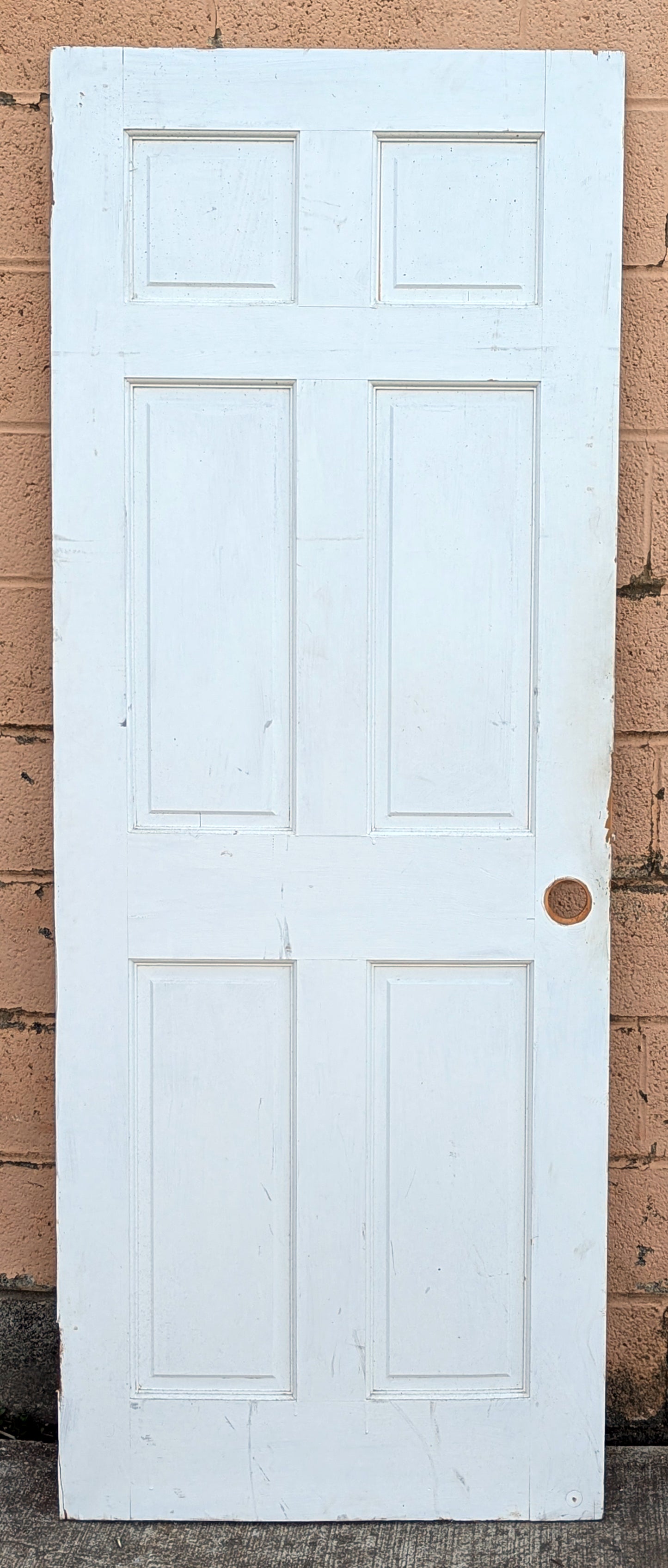 30"x78" Antique Vintage Old Reclaimed Salvaged Victorian Style Interior SOLID Wood Wooden Door 6 Raised Panels