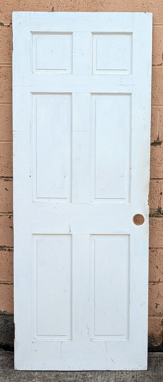 30"x78" Antique Vintage Old Reclaimed Salvaged Victorian Style Interior SOLID Wood Wooden Door 6 Raised Panels