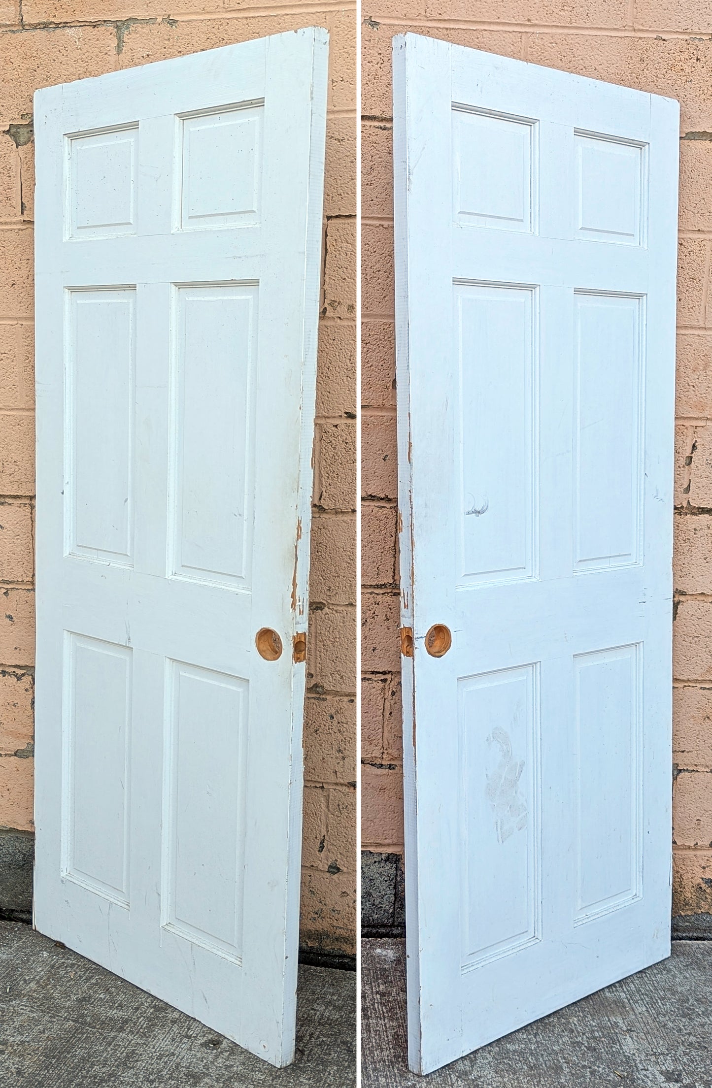 30"x78" Antique Vintage Old Reclaimed Salvaged Victorian Style Interior SOLID Wood Wooden Door 6 Raised Panels