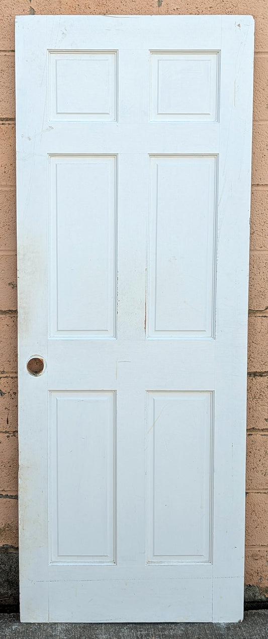 30"x79" Antique Vintage Old Reclaimed Salvaged Colonial Style Interior SOLID Wood Wooden Door 6 Raised Panels