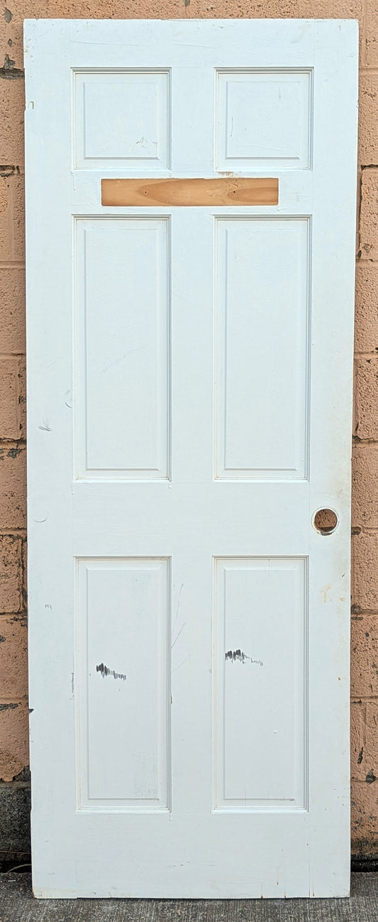 30"x79" Antique Vintage Old Reclaimed Salvaged Colonial Style Interior SOLID Wood Wooden Door 6 Raised Panels