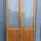 30"x75.5" Pair of Vintage Antique Old Mid Century Solid Wood Wooden Interior Closet Pantry Doors Bi-Fold Bifold Stained Etched Frosted Glass
