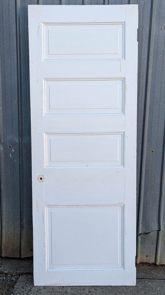 28"x75" Antique Vintage Old Reclaimed Salvaged Victorian SOLID Wood Wooden Interior Door 4 Panels