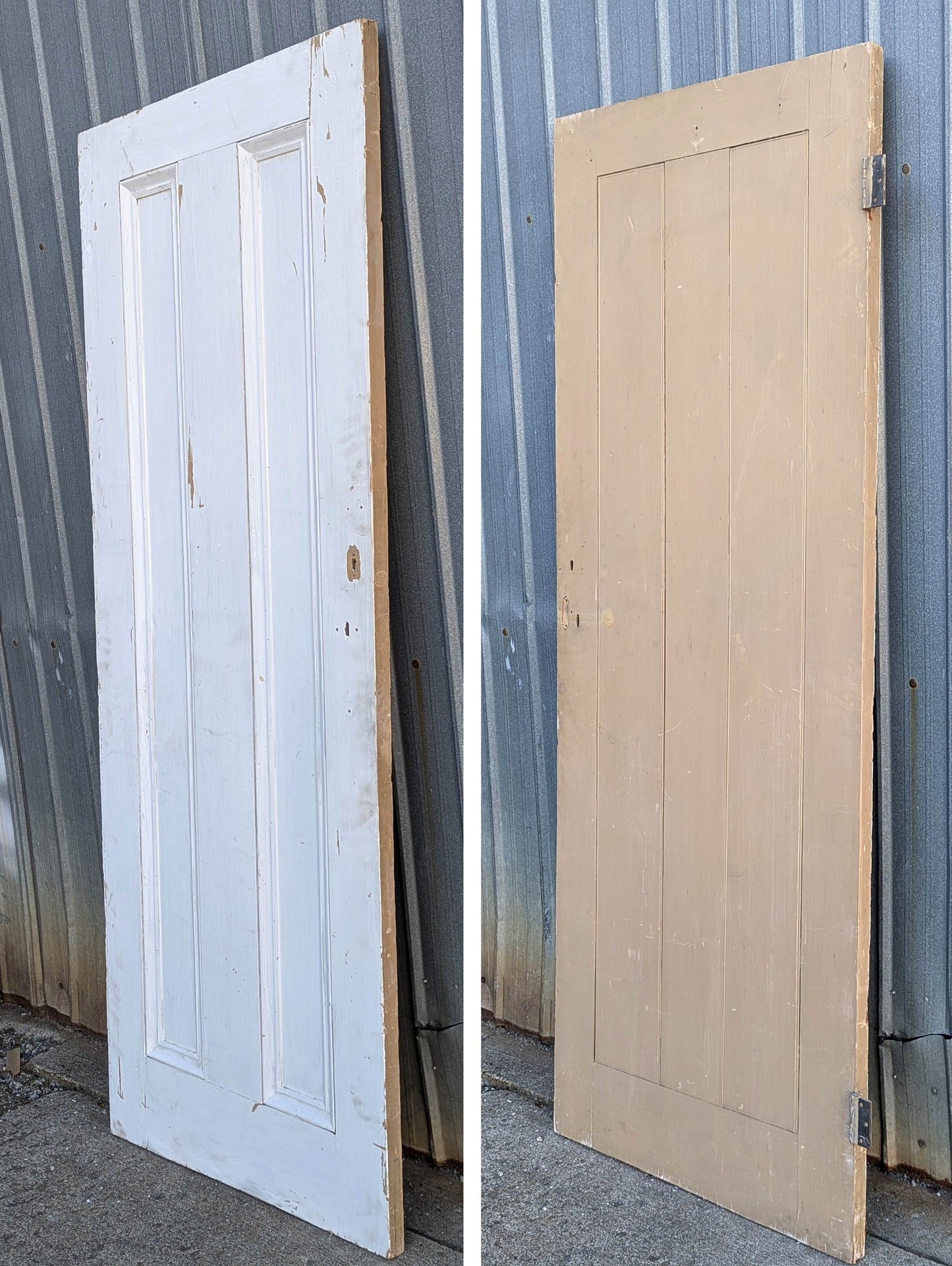 29.5"x77" Antique Vintage Old Reclaimed Salvaged Victorian SOLID Wood Wooden Interior Door 2 Panels