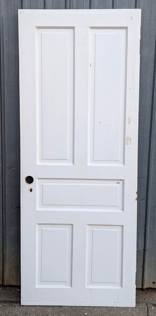 32"x80" Antique Vintage Old Reclaimed Salvaged Victorian SOLID Wood Wooden Interior Door 5 Panels