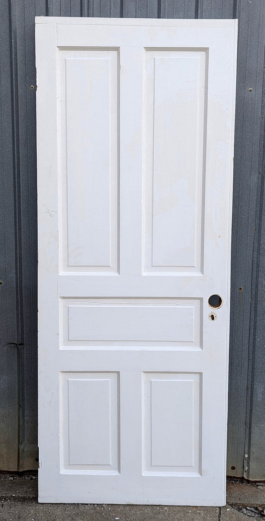 32"x80" Antique Vintage Old Reclaimed Salvaged Victorian SOLID Wood Wooden Interior Door 5 Panels
