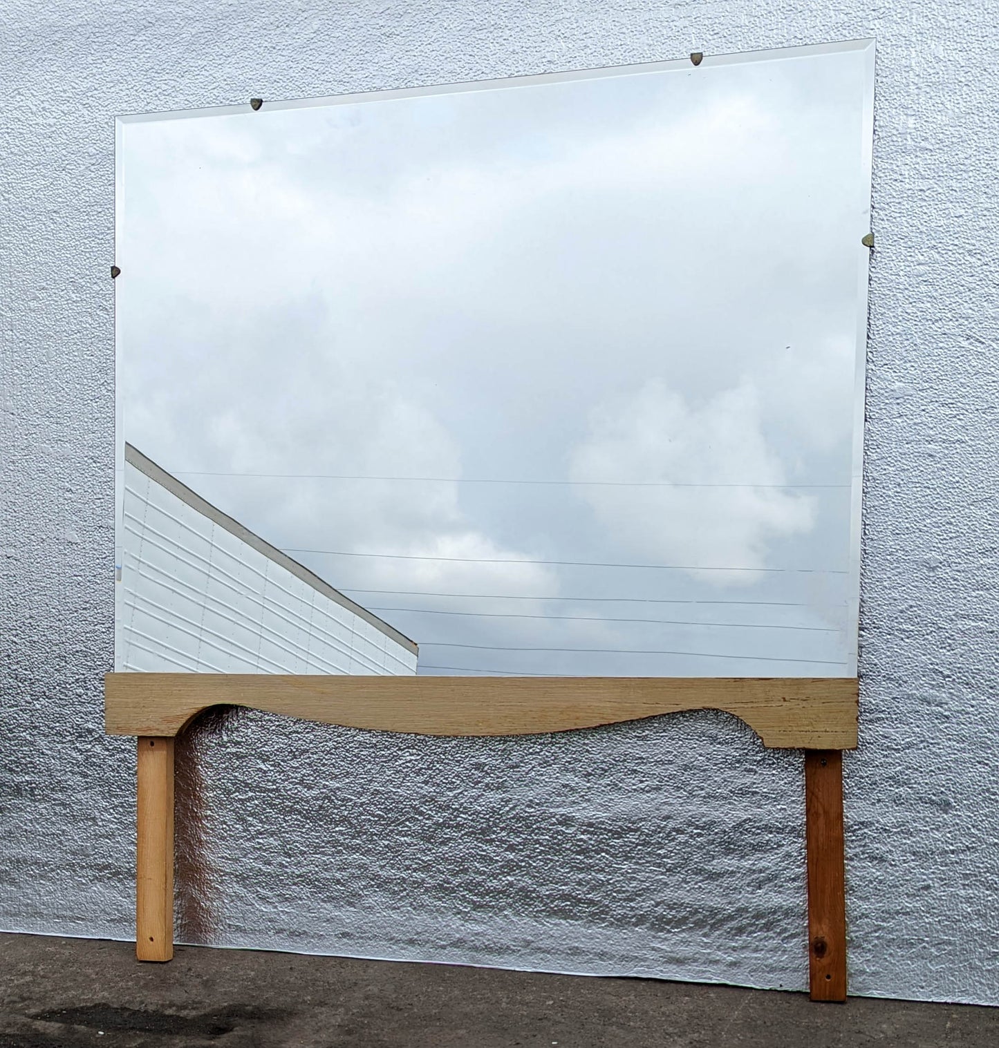 34"x28" Vintage Antique Old Art Deco Swivel Vanity Dresser Mirror Beveled Glass Oak Wood Wooden Frame