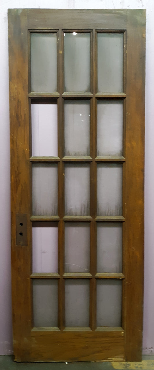 30x84"x2" Antique Vintage Old Reclaimed Salvaged Wood Wooden Exterior French Door Window Wavy Glass