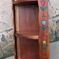 20"H Vintage Old Handmade SOLID Cherry Wood Wooden Corner Wall Shelf Shelves Shelving Curved 3 Tier Hand Home Made