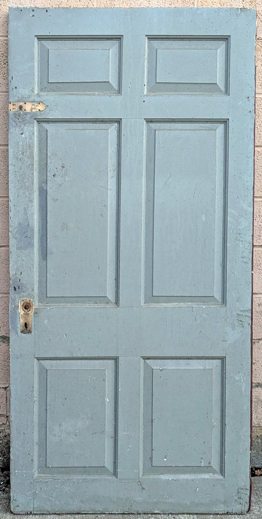 39"x80"x2" Antique Vintage Old Reclaimed Salvaged Victorian Style Exterior Entry Front Side SOLID Wood Wooden Door 6 Raised Panels