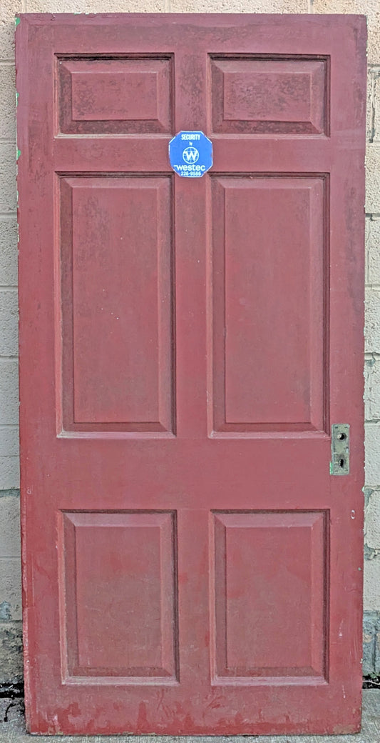 39"x80"x2" Antique Vintage Old Reclaimed Salvaged Victorian Style Exterior Entry Front Side SOLID Wood Wooden Door 6 Raised Panels