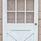 36"x79"x1.75" Vintage Antique Old Reclaimed Salvaged SOLID Wood Wooden Exterior Front Entry French Door 9 Windows Glass 4 Crossbuck Panels