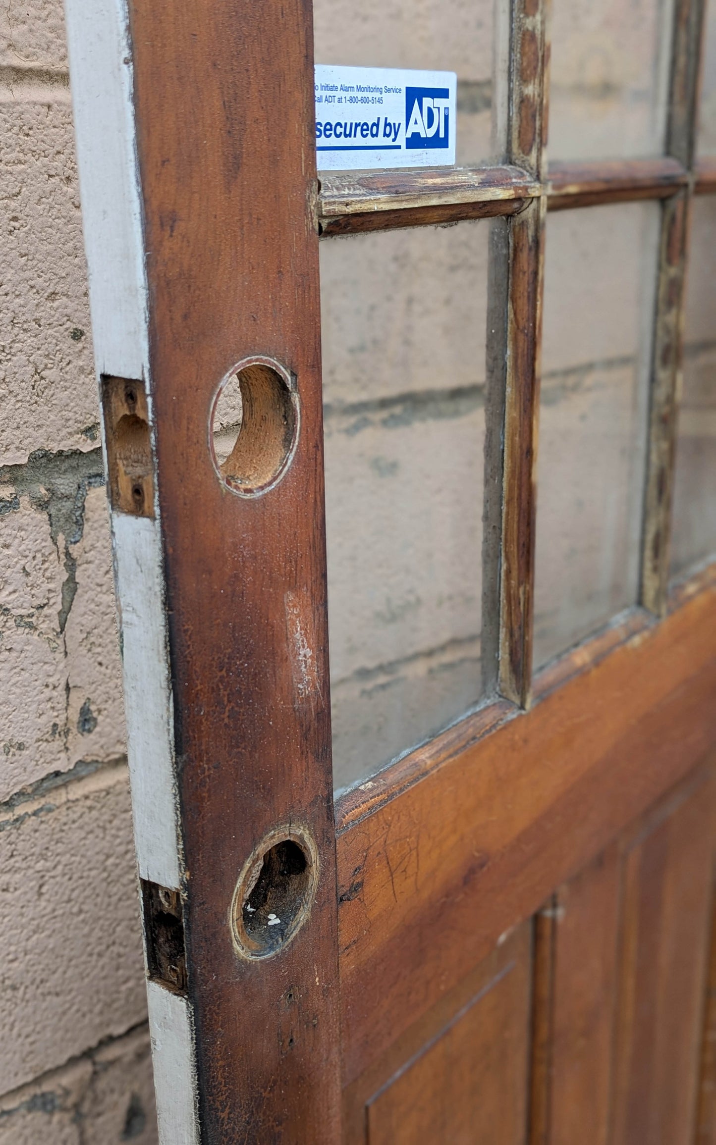 32"x76" Antique Vintage Old Reclaimed Salvaged SOLID Wood Wooden Exterior Entry Door 9 Window Glass 2 Panel