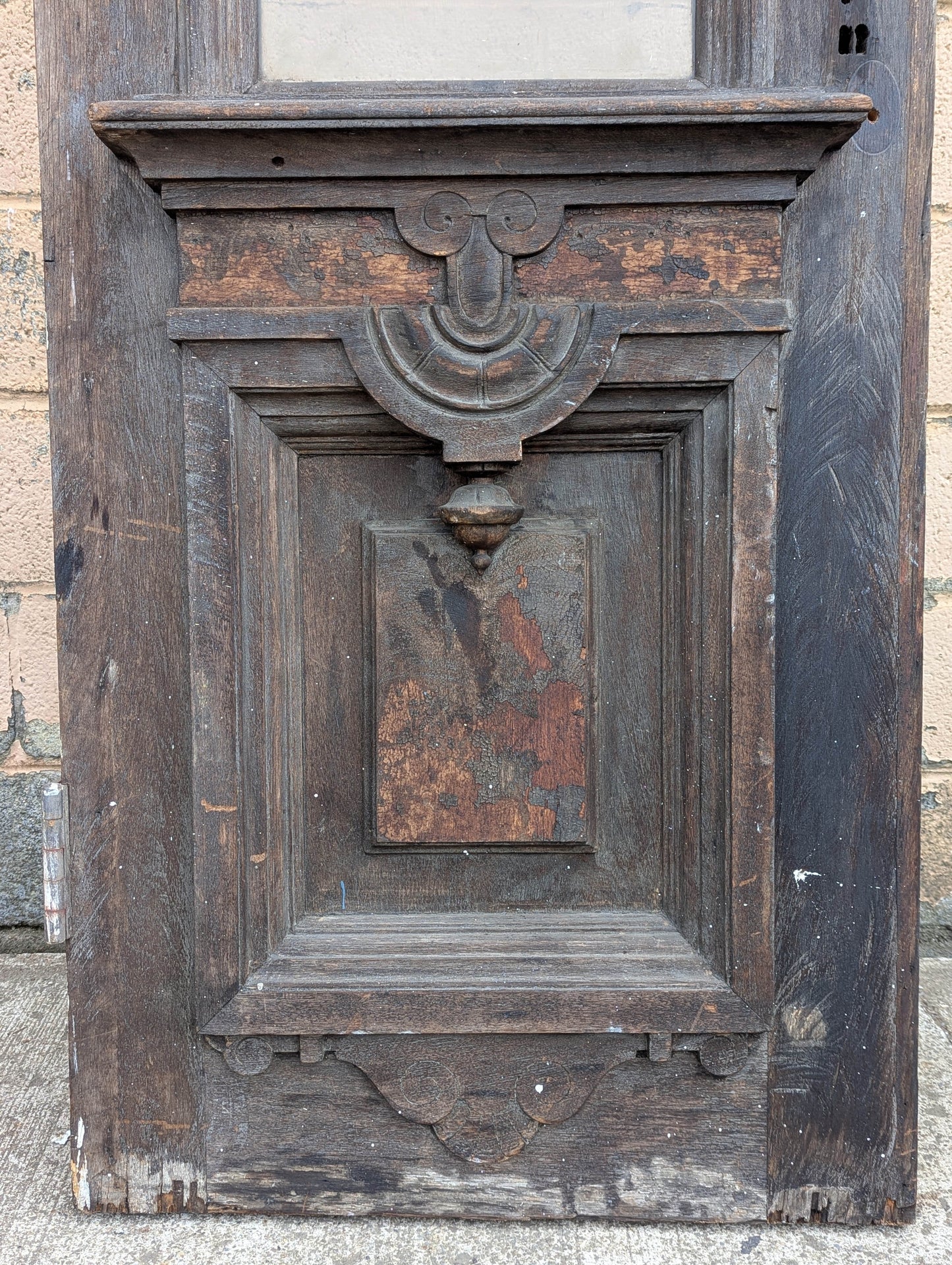 Pair of 55.5"x112"x2.5" Antique Vintage Old Reclaimed Salvaged SOLID Wood Wooden Victorian Eastlake Exterior Entry Doors Lite Window Glass Carvings Carved Panels