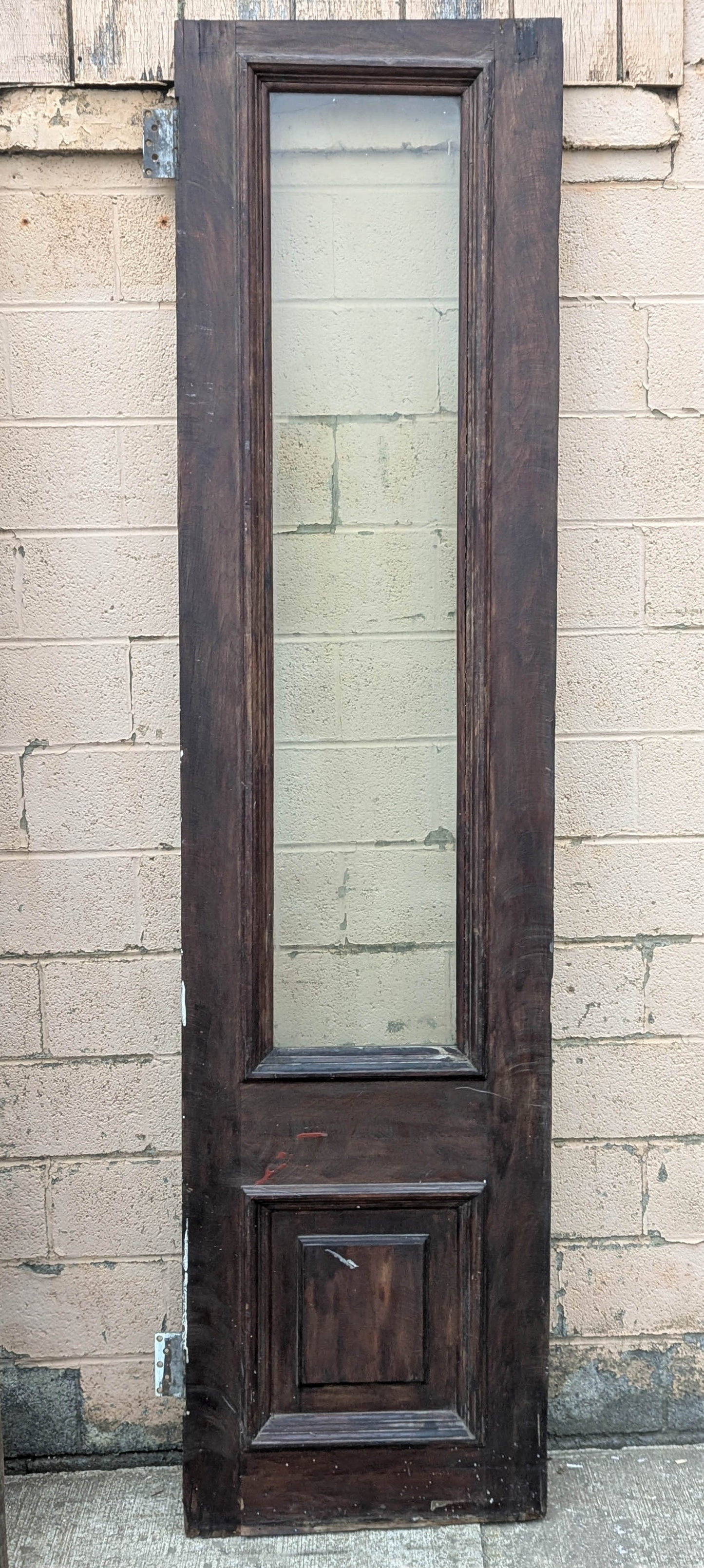 Pair of 55.5"x112"x2.5" Antique Vintage Old Reclaimed Salvaged SOLID Wood Wooden Victorian Eastlake Exterior Entry Doors Lite Window Glass Carvings Carved Panels