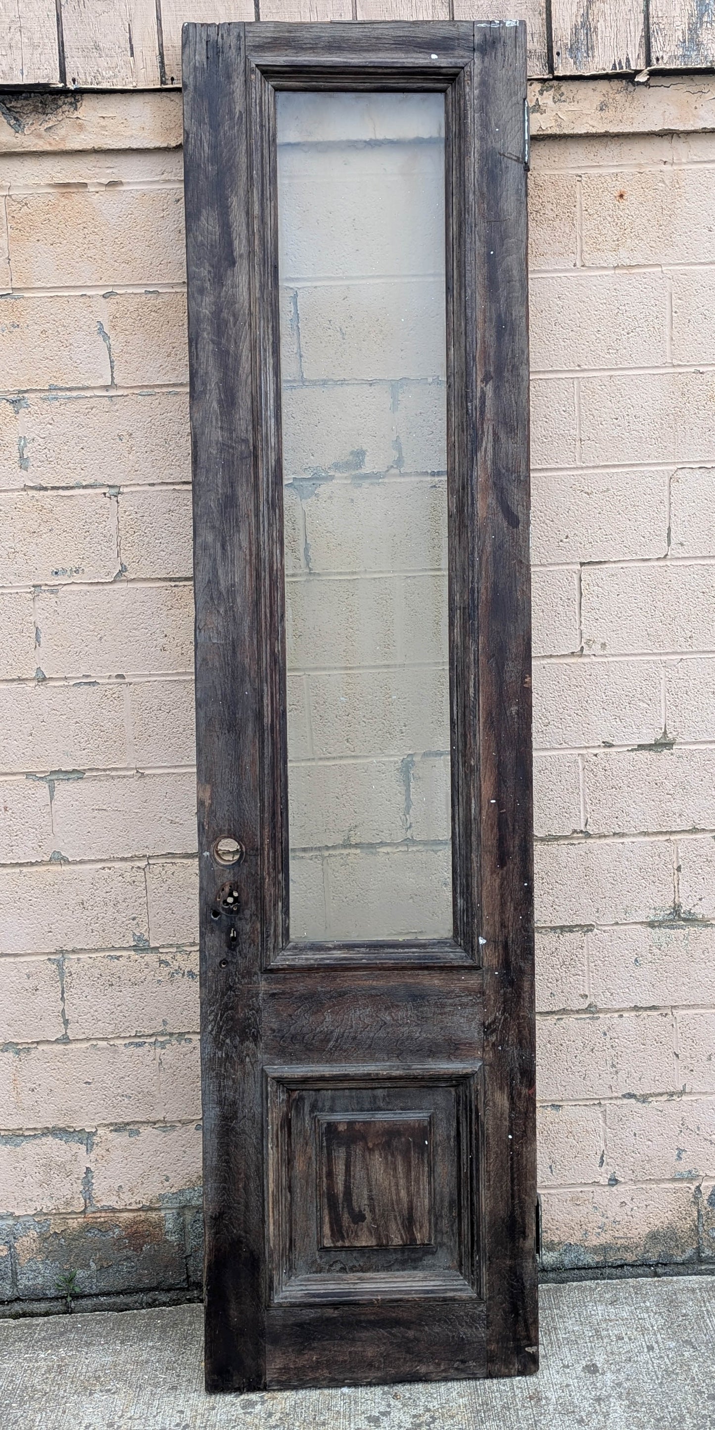 Pair of 55.5"x112"x2.5" Antique Vintage Old Reclaimed Salvaged SOLID Wood Wooden Victorian Eastlake Exterior Entry Doors Lite Window Glass Carvings Carved Panels